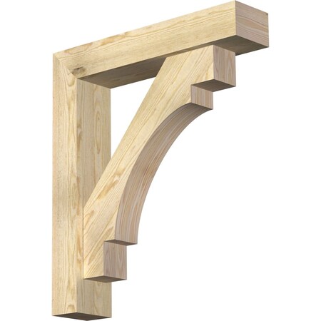 Ekena Millwork Merced Block Rough Sawn Bracket w/ Offset Brace, Douglas Fir, 6"W x 28"D x 32"H BKT0604X28X32MRC05RDF